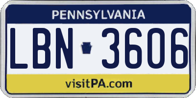 PA license plate LBN3606