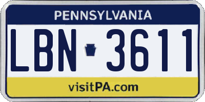 PA license plate LBN3611