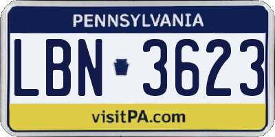 PA license plate LBN3623