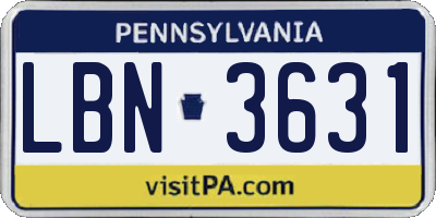 PA license plate LBN3631