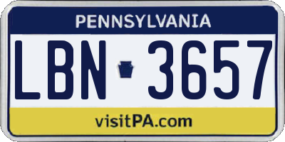 PA license plate LBN3657