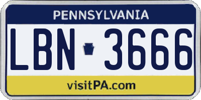 PA license plate LBN3666