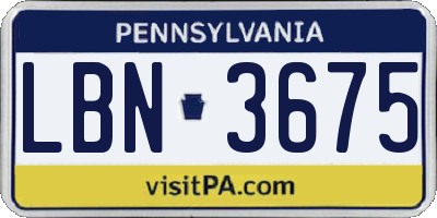 PA license plate LBN3675