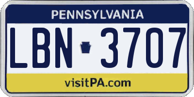PA license plate LBN3707