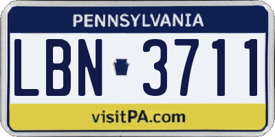 PA license plate LBN3711