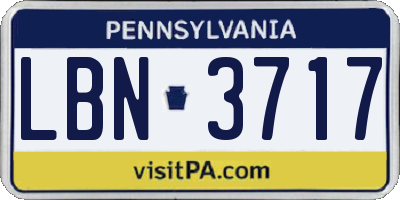 PA license plate LBN3717