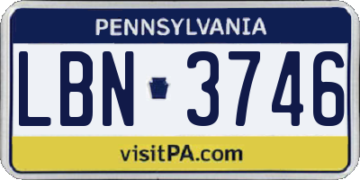 PA license plate LBN3746