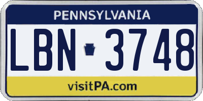 PA license plate LBN3748