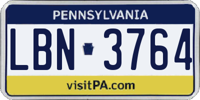PA license plate LBN3764