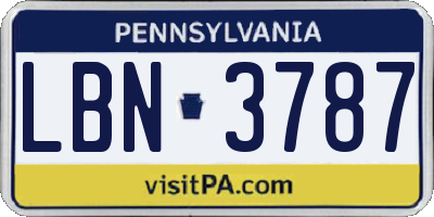 PA license plate LBN3787