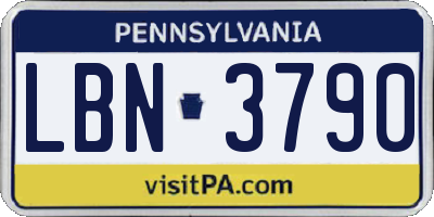 PA license plate LBN3790