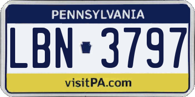 PA license plate LBN3797