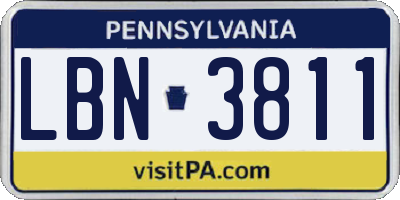 PA license plate LBN3811
