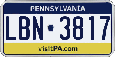 PA license plate LBN3817