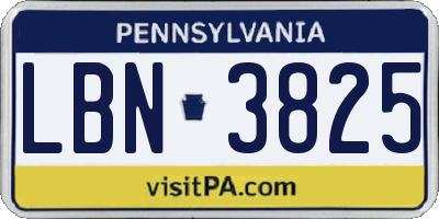 PA license plate LBN3825