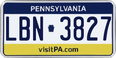 PA license plate LBN3827
