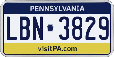 PA license plate LBN3829