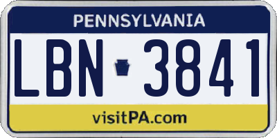 PA license plate LBN3841