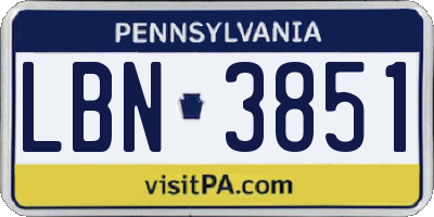 PA license plate LBN3851