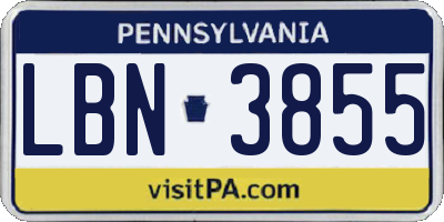 PA license plate LBN3855