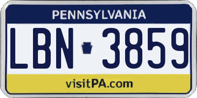 PA license plate LBN3859