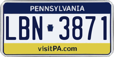 PA license plate LBN3871