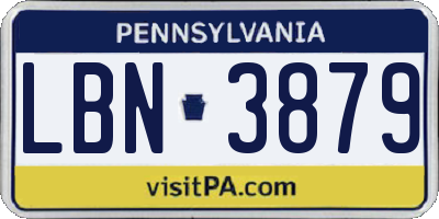 PA license plate LBN3879