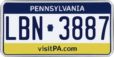 PA license plate LBN3887