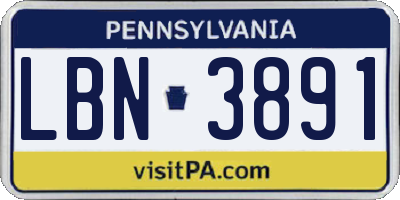 PA license plate LBN3891