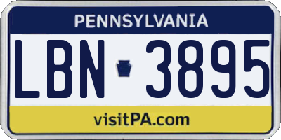 PA license plate LBN3895