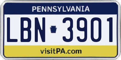 PA license plate LBN3901