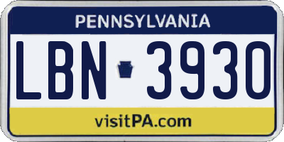 PA license plate LBN3930