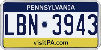 PA license plate LBN3943