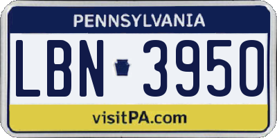 PA license plate LBN3950