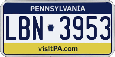 PA license plate LBN3953