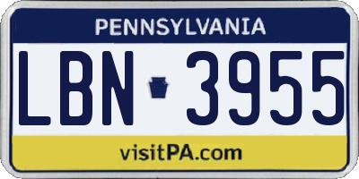 PA license plate LBN3955