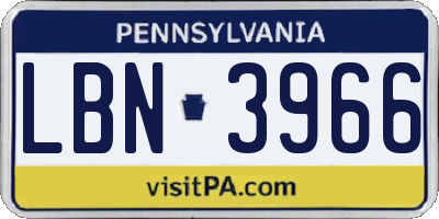 PA license plate LBN3966