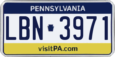 PA license plate LBN3971