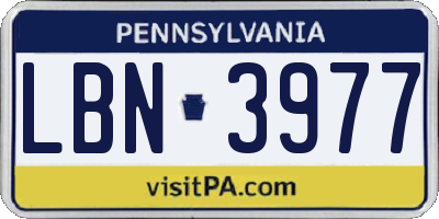 PA license plate LBN3977