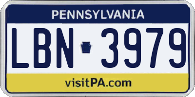 PA license plate LBN3979