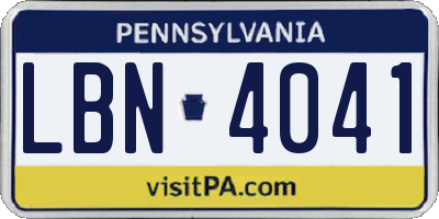 PA license plate LBN4041