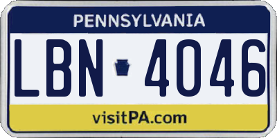PA license plate LBN4046