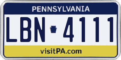 PA license plate LBN4111