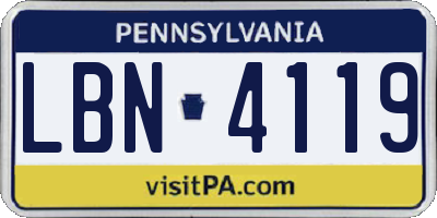 PA license plate LBN4119