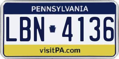 PA license plate LBN4136