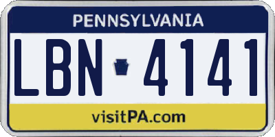 PA license plate LBN4141