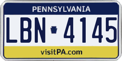 PA license plate LBN4145