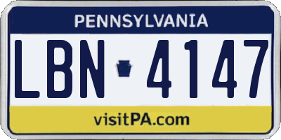 PA license plate LBN4147
