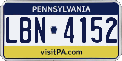 PA license plate LBN4152
