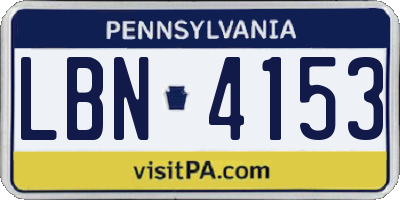 PA license plate LBN4153